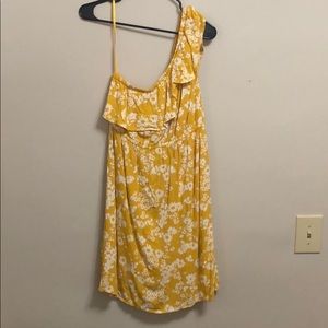 Yellow off the shoulder floral dress